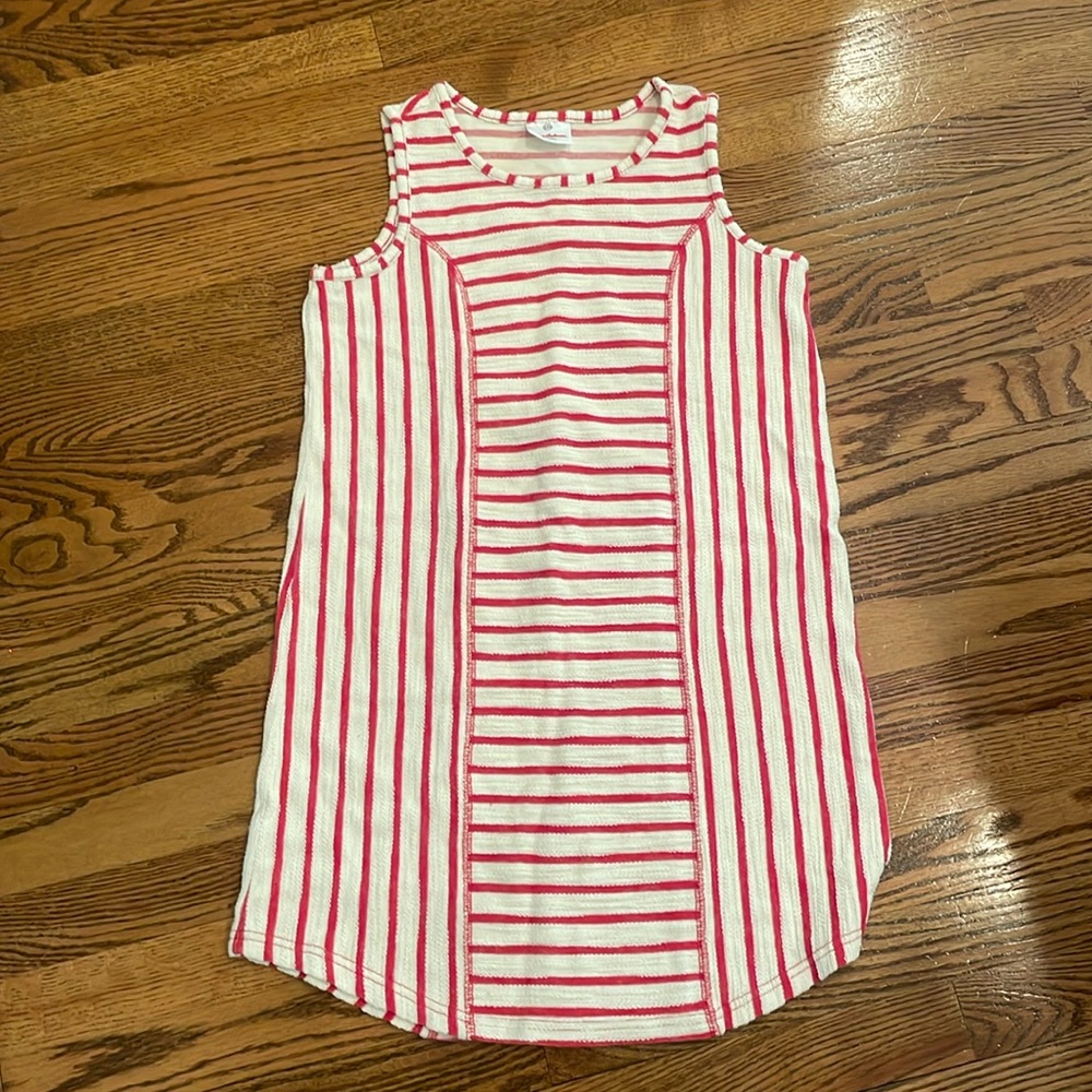 Hanna Anderson girls red striped sleeveless dress sz L